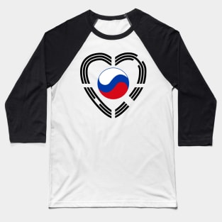 Korean Russian Multinational Patriot Flag Series (Heart) Baseball T-Shirt